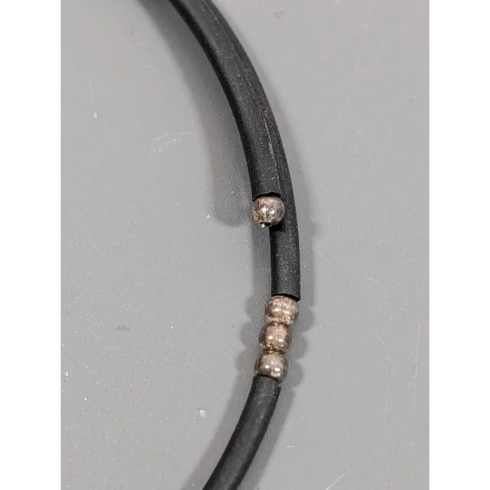 Sterling Silver 925 Black Rubber Flex Wire Choker Necklace Gothic Industrial 17